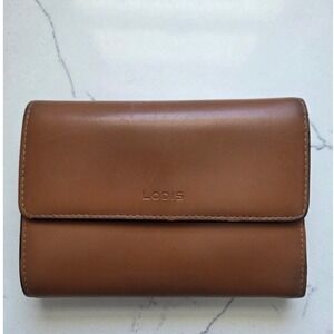 Lodis Tan Leather Medium Tri-fold Wallet Card Holder Pocket Book Everyday Travel